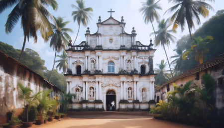 The whitewashed Basilica of Bom Jesus in Old Goa