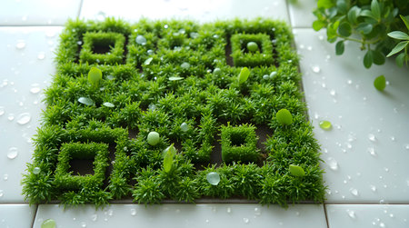 Qr code made of fresh green moss, AI generated image