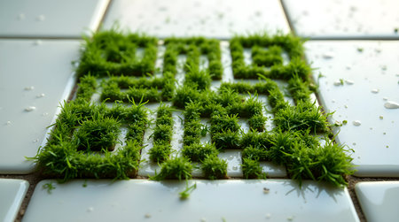 Qr code made of fresh green moss, AI generated image