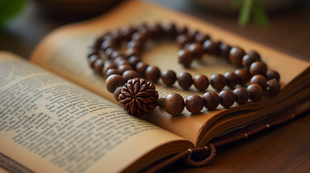 Rudraksha mala beads, AI generated image