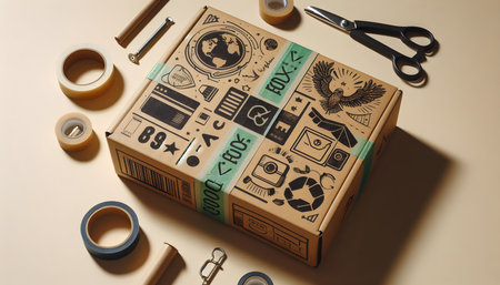 Recycled mailer box, Ai-generated image