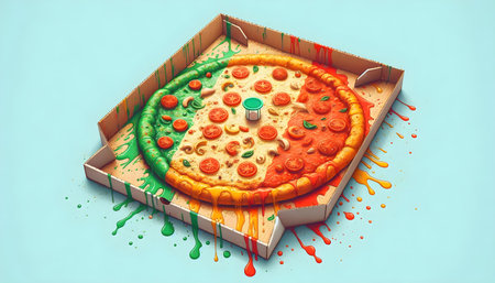 Pizza delivery box, Ai-generated imageの写真素材