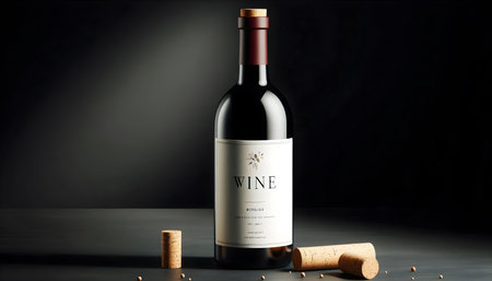 Wine bottle, cork detail, Ai-generated image