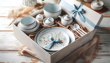 Porcelain dinnerware set, Ai-generated image