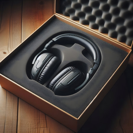 Noise-canceling headphones box, Ai-generated image