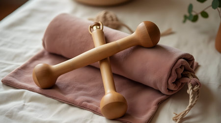 Bamboo massage rollers, AI generated imageの写真素材