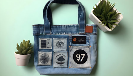 Upcycled denim tote bag, Ai-generated image