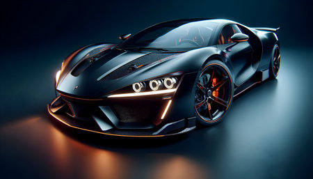 Luxury sports car in a studio, image created using Ai