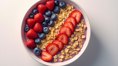Smoothie bowl with fresh fruits, image created using AI