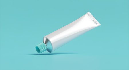 White toothpaste tube with mint green accents, image created using AI
