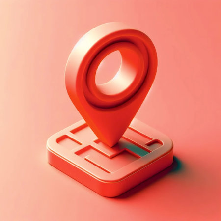 A neumorphic location pin icon, AI generated image