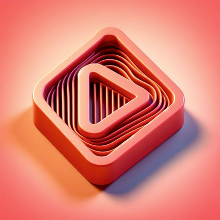 A neumorphic play button icon, AI generated image