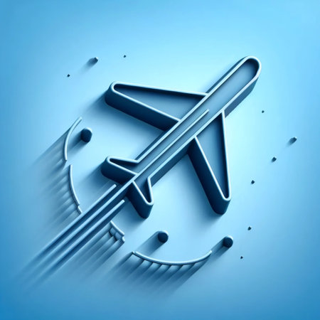 A neumorphic airplane icon, AI generated image