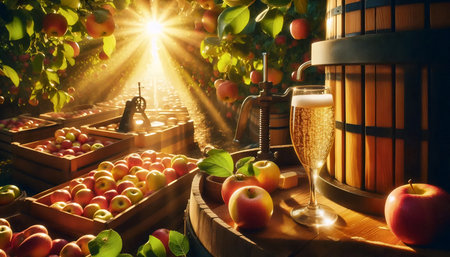 Apple cider making, Ai generated imageの写真素材