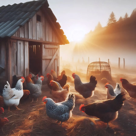 Free-range chickensの写真素材