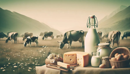 Dairy production line, Ai generated imageの写真素材