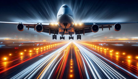 A Boeing during takeoff or landing, Ai generated image