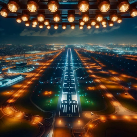 A view from the air traffic control tower at night, Ai generated image