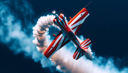 A biplane performing aerobatics at an airshow, Ai generated image