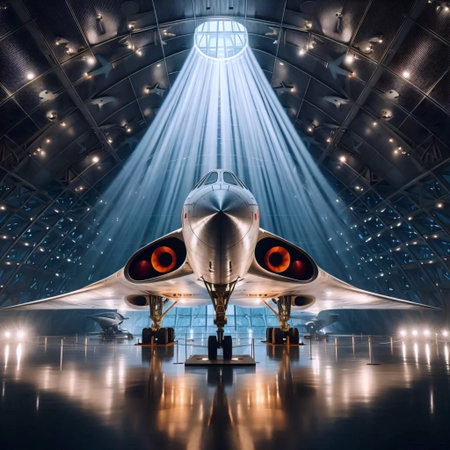 A Concorde replica in a museum hangar, Ai generated imageの写真素材