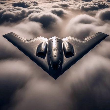 A stealth bomber flying at high altitude, Ai generated imageの写真素材