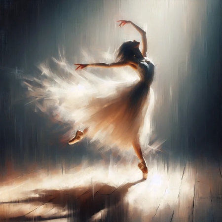 A ballerina in soft focus under dappled light, Ai generated imageの写真素材