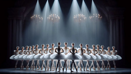 Corps de ballet in symmetrical formation