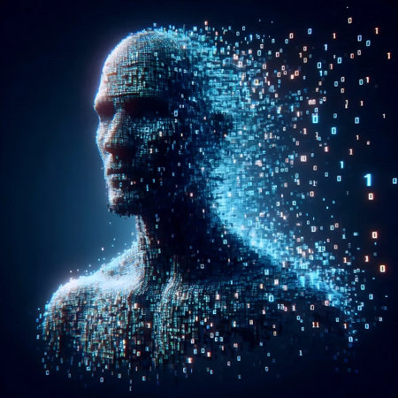 A melting digital avatar, Ai generated image