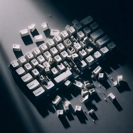A keyboard with missing keys, Ai generated image