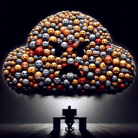 A swarm of toxic emojis, Ai generated image