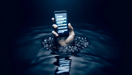 A sinking smartphone, Ai generated imageの写真素材