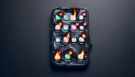 A burned social media notification, Ai generated image