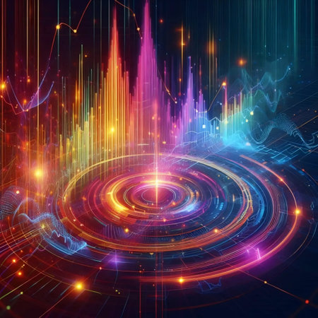 Futuristic 3d charts with neon colors, AI generated imageの写真素材