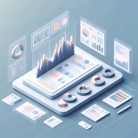 Isometric 3d charts for presentations, AI generated imageの写真素材