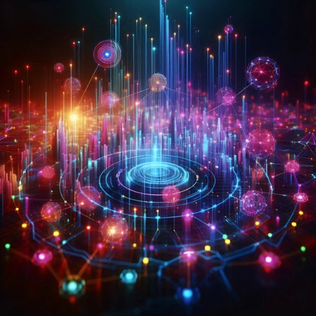 Futuristic charts with neon colors, Ai generated imageの写真素材