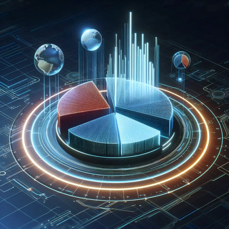 Futuristic pie chart, Ai generated imageの写真素材