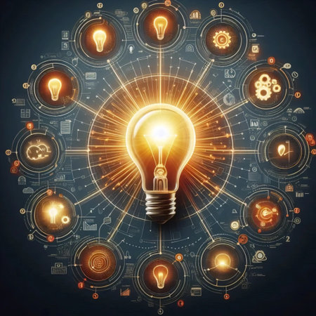 Idea development lightbulb, Ai generated image