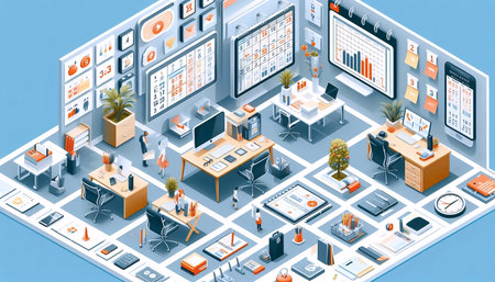 Isometric office dashboard, Ai generated imageの写真素材