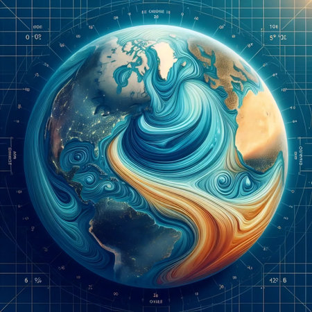 Ocean current map, Ai generated imageの写真素材
