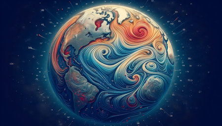 Ocean current map, Ai generated imageの写真素材