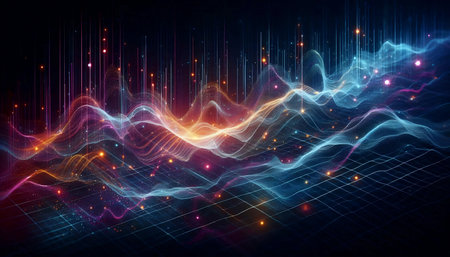 Digital wave graph, Ai generated image