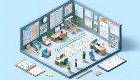 Isometric office dashboard, Ai generated image