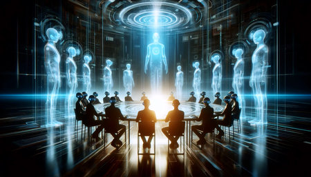 A holographic conference table, Ai generated image