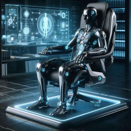 A cybernetic office chair, Ai generated imageの写真素材