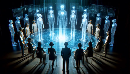 A holographic conference table, Ai generated image