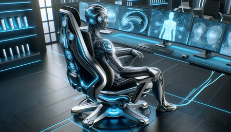 A cybernetic office chair, Ai generated imageの写真素材