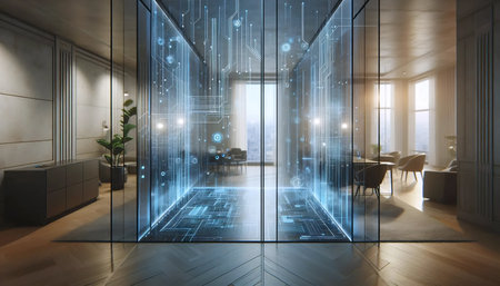 A translucent office partition, Ai generated imageの写真素材