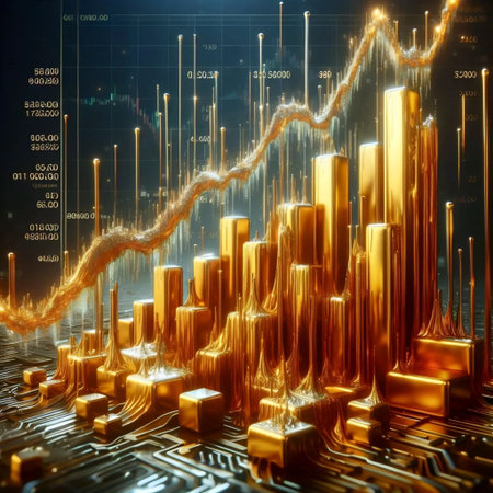 A fluid stock market graph, Ai generated image