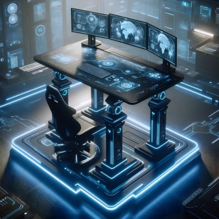A futuristic standing desk, Ai generated image