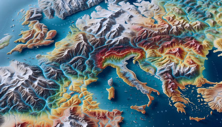 Topological risk map, Ai generated imageの写真素材